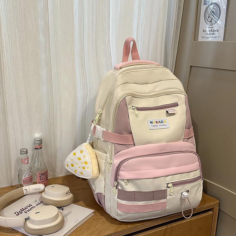 Japanese Cute Contrasting Color Splicing Backpack Women's Large-capacity Mori Versatile Schoolbag Junior High School Student Travel Schoolbag