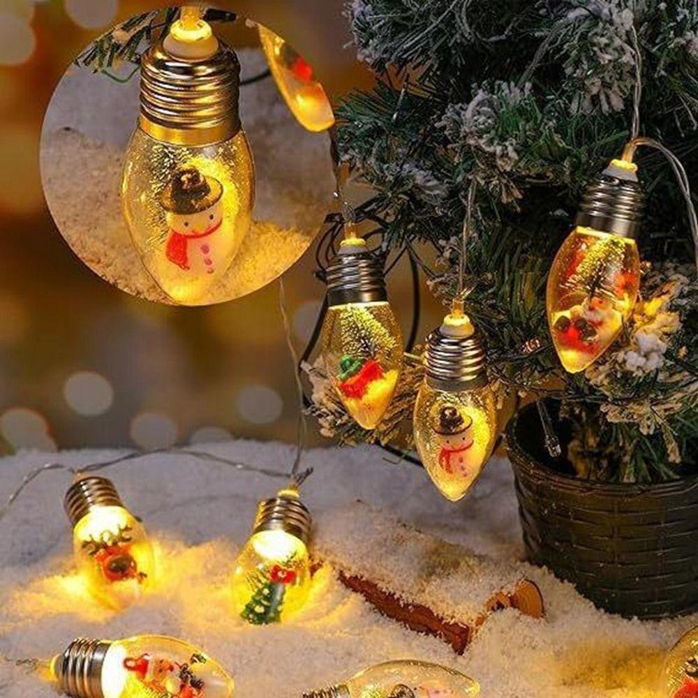 Fahison 1.5M 10LED Christmas Light String Battery box Santa Claus LED Lights Snowman Christmas Lamps Christmas