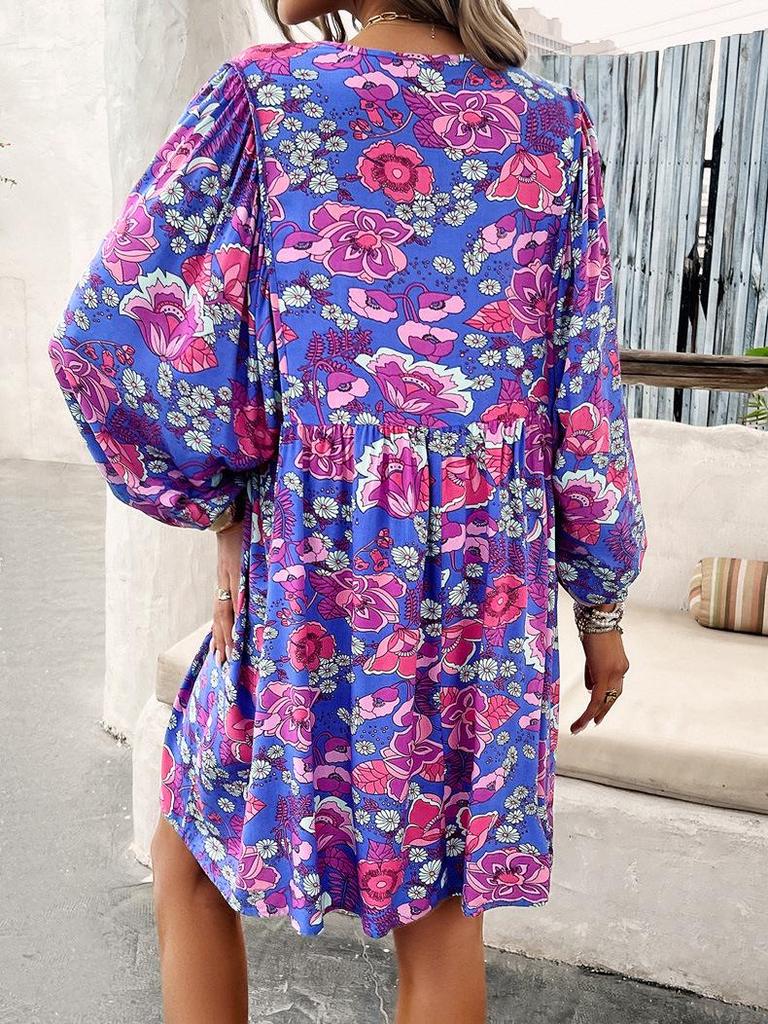 Di Yun Women's Casual Vacation Rayon Print Long Sleeve Dress - 2024 Spring/Summer Collection