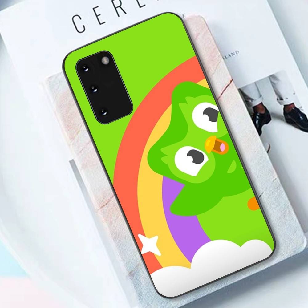 Popular D-Duolingo Green Owl Phone Case For Samsung S 24 Fe 25 Ultra Plus 20 Lite 21 30 22 23 24 22 Ultra 5G Fundas