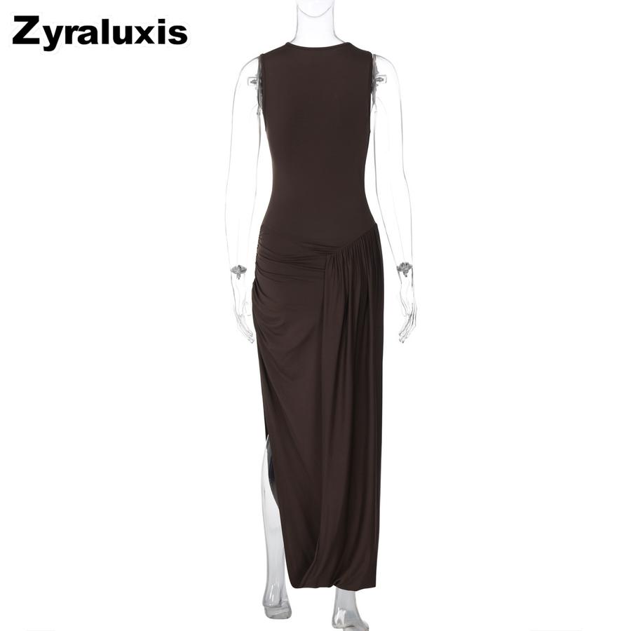 Women's Summer New Fashion Personality Tiered Ruffles Slim Fit Crew Neck Sleeveless Dress