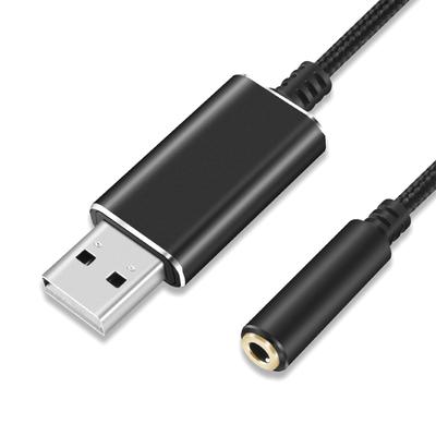 USB Audio Conversion Cable, USB External Sound Card, USB 2.0 Male To 3.5mm Female Headphone Jack, 4-pole TRRS, 1m, Compatible with Windows, Mac OS,