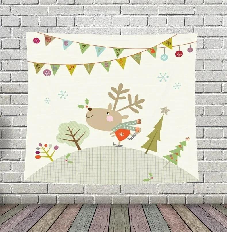 Christmas Pattern Tapestry Home Bedroom Living Room Wall Decoration Santa Claus