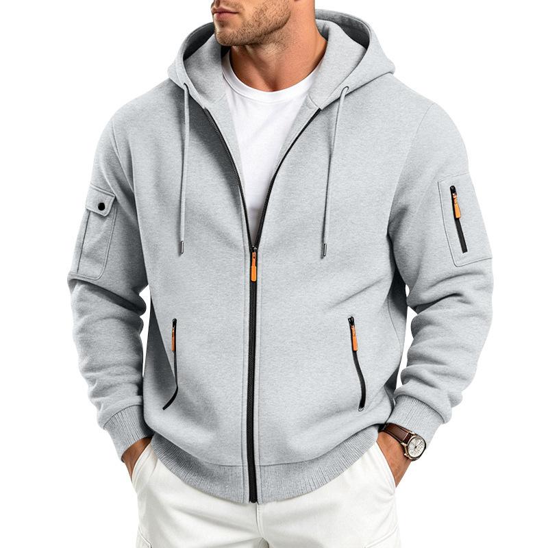 Men S Loose Fitting Hooded Zip Up Fleece Sweatshirt