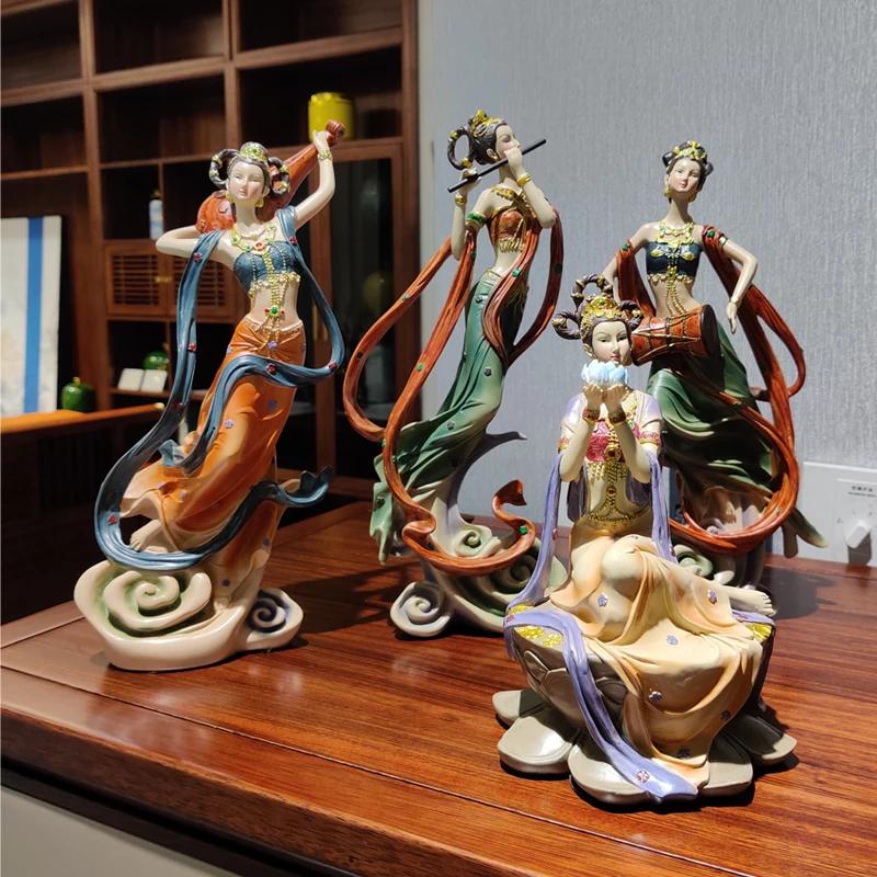 

современные винтажные статуэтки эстетическая спальня гостиная винный шкаф статуэтки дуньхуанская летающая богиня домашний декор статуя FYFM