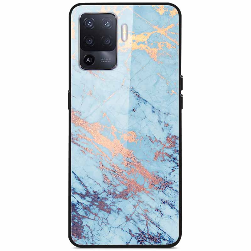 Tempered Glass Case For Oppo Reno5 Lite Hard Back Cover for Oppo Reno 5 Lite Luxury Painted Reno5Lite Funda 6.43'' Shockproof