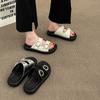Thick-bottomed cool slippers for women's summer outer wear 2025 new French soft-bottomed beach cool slippers non-slip outer wear buckle
