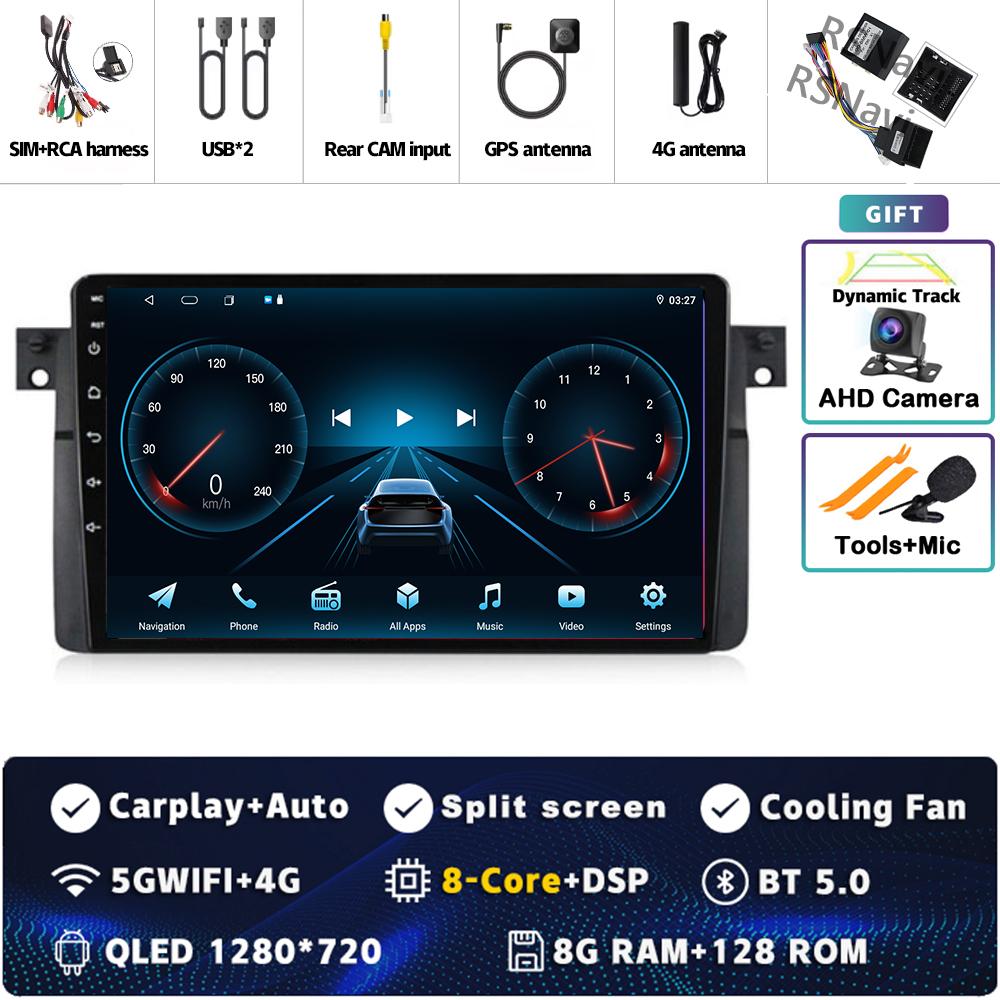 Android 14 Carplay Auto Car Radio  for BMW E46 M3 1998-2006 Multimedia Video Player Navigation GPS 2Din Stereo Head Unit DSP 4G