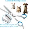 5 in 1 Upgraded Thicken Dog Grooming Scissors, Professional Dog Scissors for Grooming with Safety Round Tips, Lengnoyp Stainless Steel Thinning