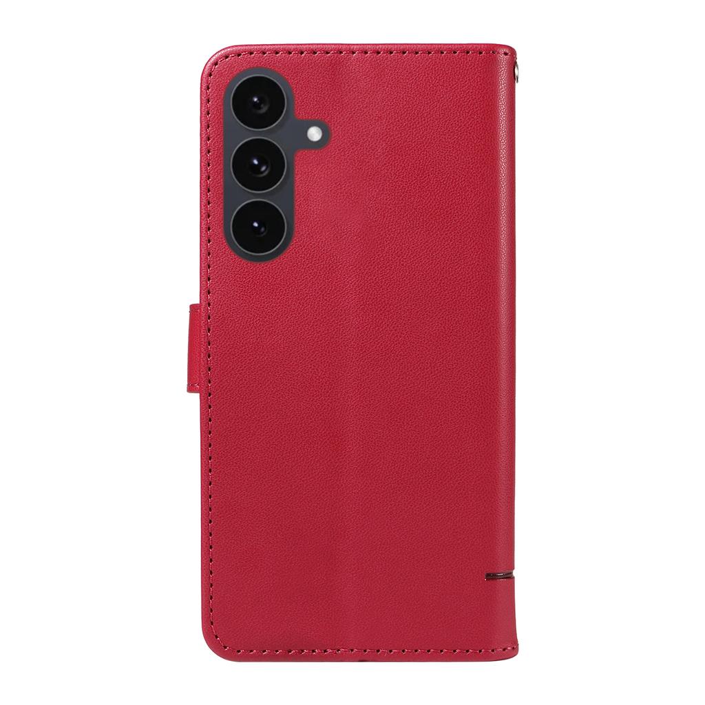 Pro Samsung Galaxy S25 FE Pouzdro Kožený Kryt na Telefon s Potiskem Vzor Kočky a Poutkem na Zápěstí