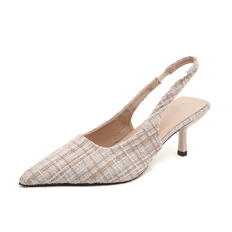 

Fashion Women s Fashion Pointed Toe High Heels Women s New Vintage Woven Back Empty Wrapped Toe Non-Slip Stiletto Sandals 35