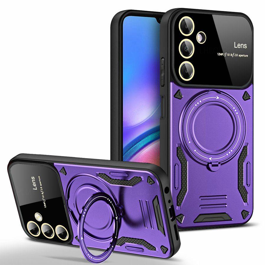 Rotating Bracket Big Lens Protection Cover For Samsung Galaxy A37 A57 S26 A54 A34 A14 5G A26 A13 A15 A25 A16 A36 A35 A56 A33 A17 A53 A55 Armor Case