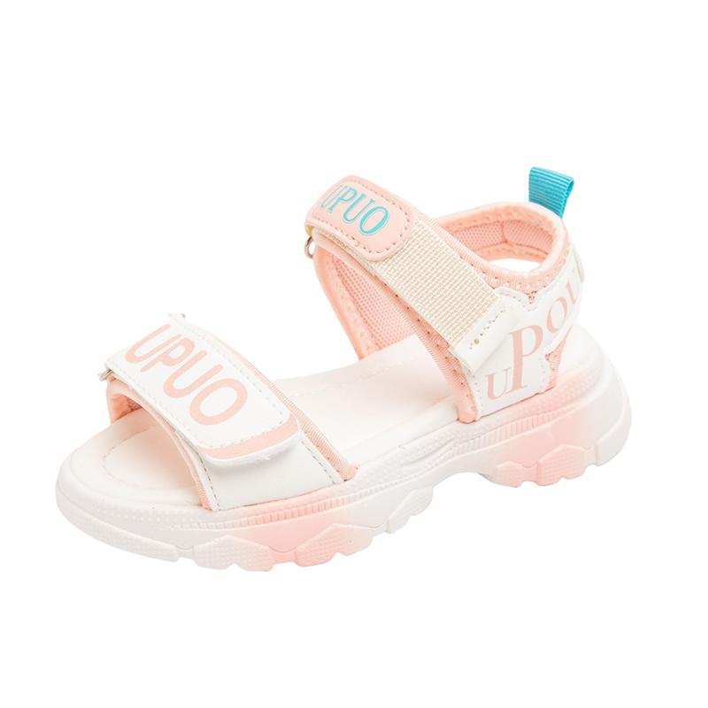 

New soft soled sports beach shoes for girls, summer mid to large children s trendy pink princess children s shoes kids sandals 37