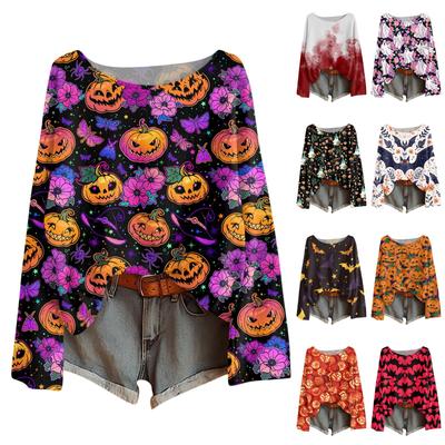 Long Sleeve Shirts For Women Print Graphic Tees Blouses Casual Plus Size Basic Tops Pullover