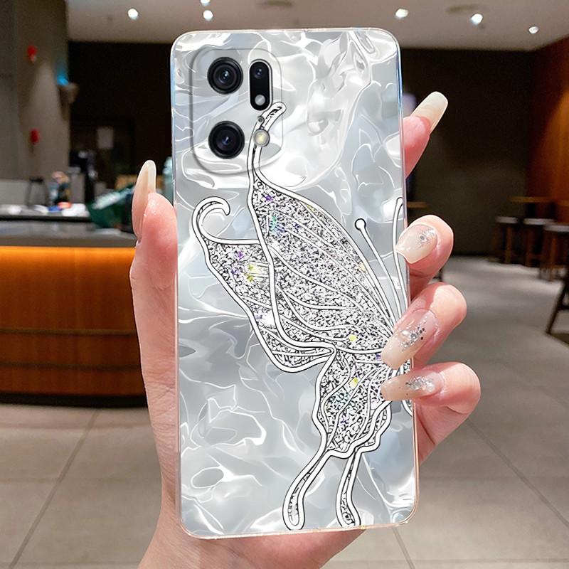 Phone Case For OPPO Find X5 Pro Flower Butterfly Case Capa For OPPO Find X5 Coque Transparent Funda Soft Silicone TPU Back Cover