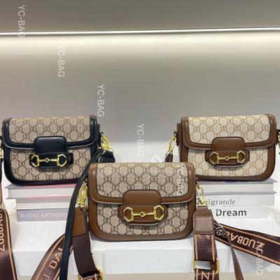 Retro Horseshoe Buckle Small Square Bag Summer New Printed Shoulder Underarm Baguette Bag Crossbody Old Flower Bag