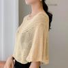 Flower Neck Guard Cloak Scarf Solid Color Sunscreen Blouse Pullover Casual Knitted Shawl  Spring