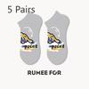 5 Pairs of Men's Summer Thin Cartoon Graffiti Trend Sports Boat Socks