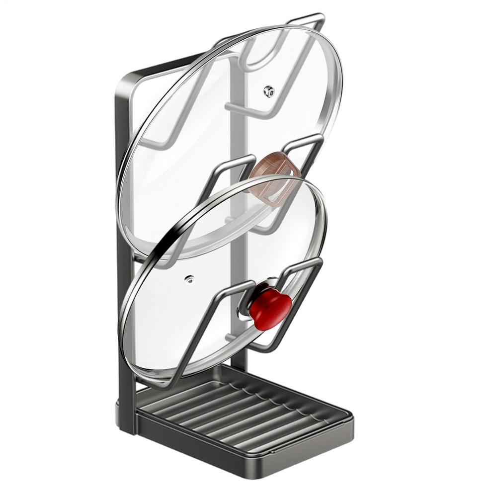 Pot Lid Holder Carbon Steel Drying Rest With Tray Pot Lid Holder While Cooking For Cutting Board Baking Sheet Utensil Kitchen