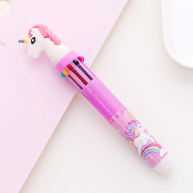 Korean Cartoon Dinosaur & Hippo 10-Color Multifunctional Ballpoint Pen for Students
