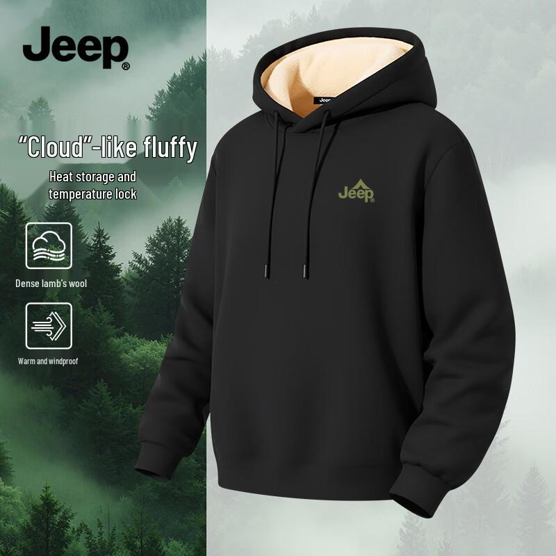 JEEP Men s Winter Fleece-lined Hooded Sweatshirt M