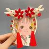Ancient Girls Velvet Headwear New Year Headdress Kids Barrettes Rabbit Tassel Hair Clips Children Hairpin Hair Accessories