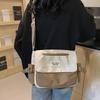 Small Fresh Canvas Color Blocked New Postman Bag Large Capacity Campus Student Trendy Work Commuter Crossbody Bag