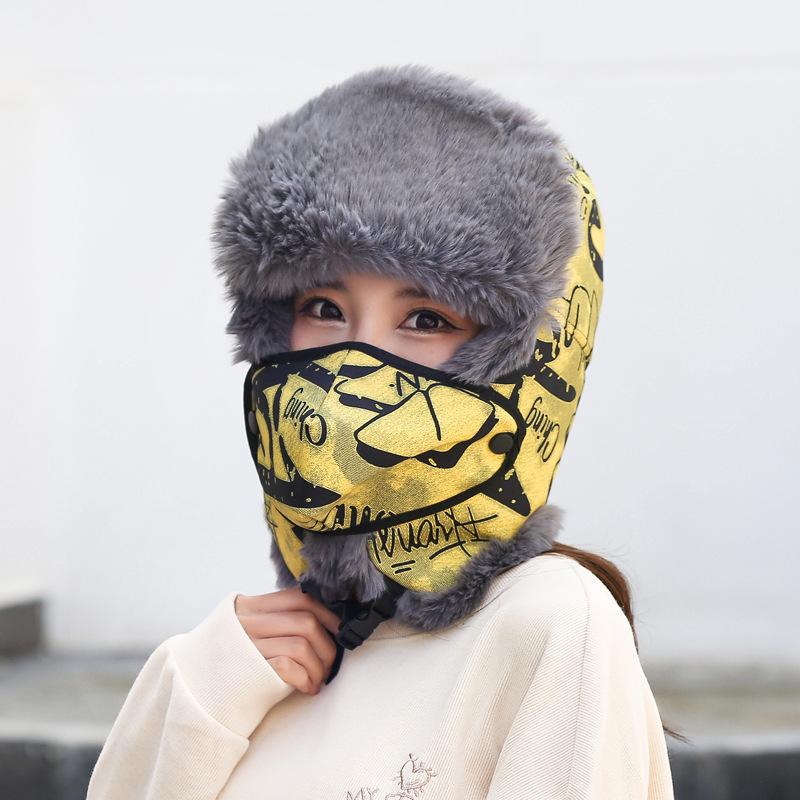 

Новая камуфляжная женская шапка-ушанка из искусственного кроличьего меха, утолщенная, теплая, зимняя, от холода, для улицы, для путешествий L（58-60cm）