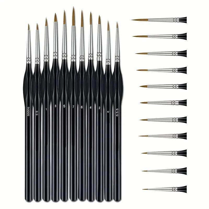 11-teiliges Präzisions-Pinselset für feine Details - Langlebige Miniaturpinsel mit Mikrospitzen für Modell- & Kunstmalerei