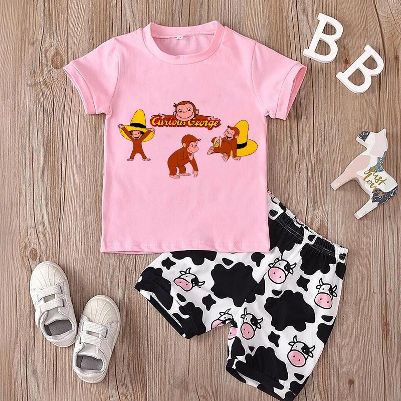 2026 Hot Sale Cartoons Baby Boys T Shirt Curious George Cartoon Print Kids TShirts Funny Monkey Children Girls Tops Clothes