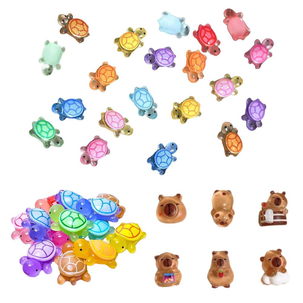 100Pcs Luminous Mini Resin Turtles Glow in The Dark Cute Tiny Turtles Sea Turtles Figurines Micro Landscape Home Decoration Gift