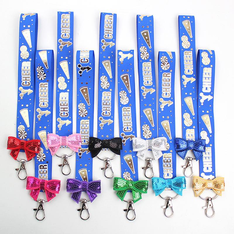 10Pcs Creative Glitter Ribbon Keychain Cheerleader Keychain Pendant Backpack Decorative Accessories Gifts синий