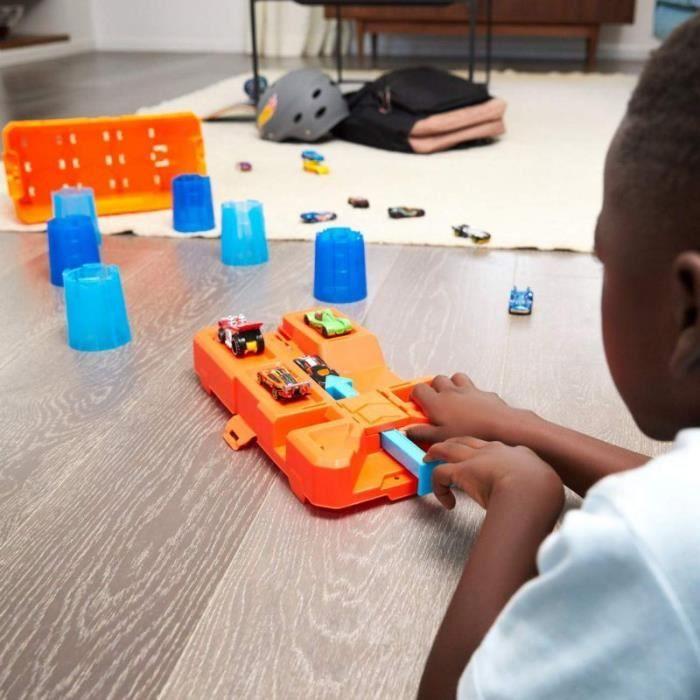 Hot wheels příslušenství krabice kaskad a kelímků s katapultem, herní sada pro malé autíčka s dráhou a kolejemi, hračka
