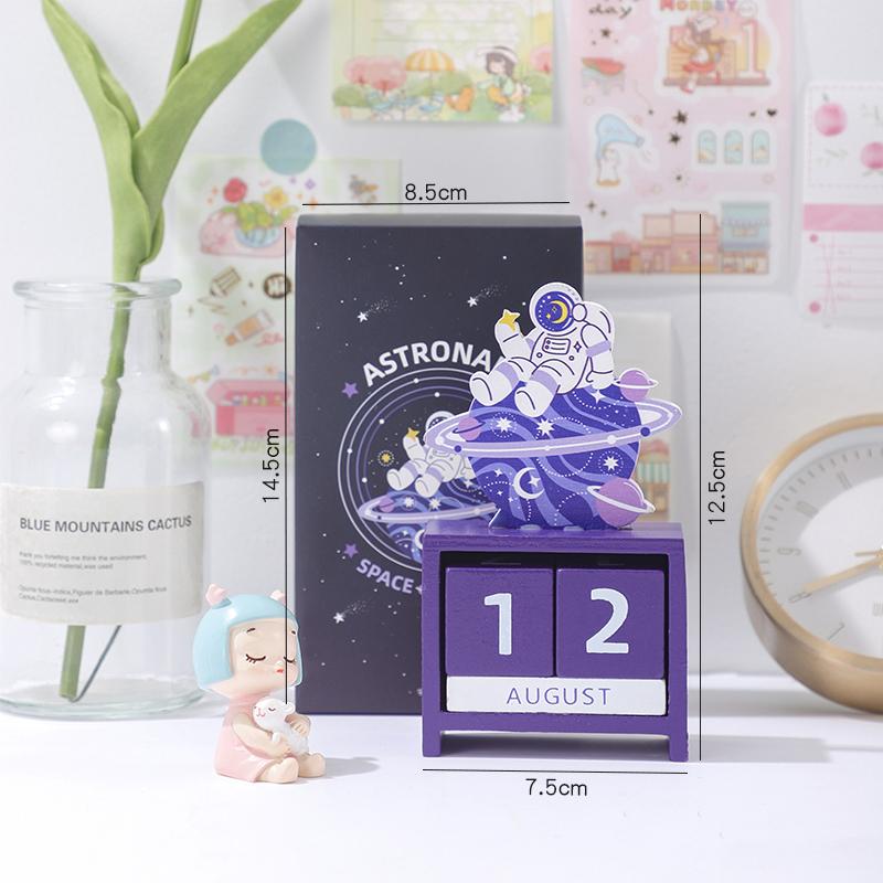 Creative Wooden Perpetual Calendar Desk Block  Calendar Month Date Display with  GIft Box  Home and Office Decor Accessory