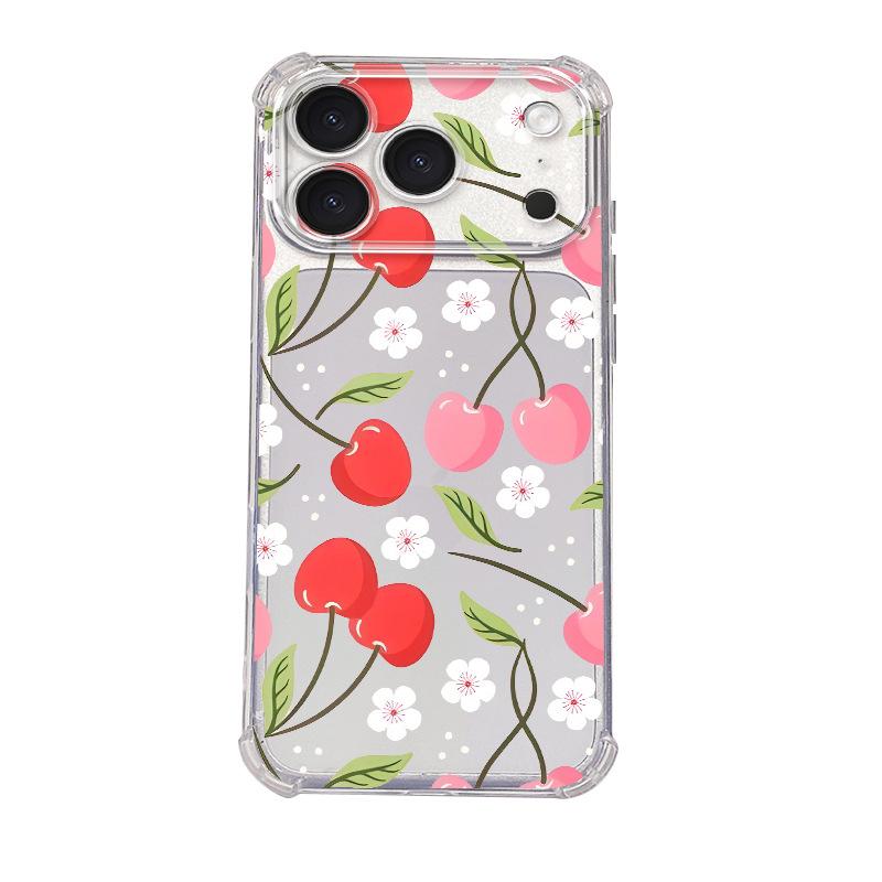 Small Fresh Mobile Phone Case for Girls iPhone16Pro Transparent Anti-drop Case Apple 15