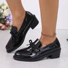Women's Heel Loafers with Decoration Casual British