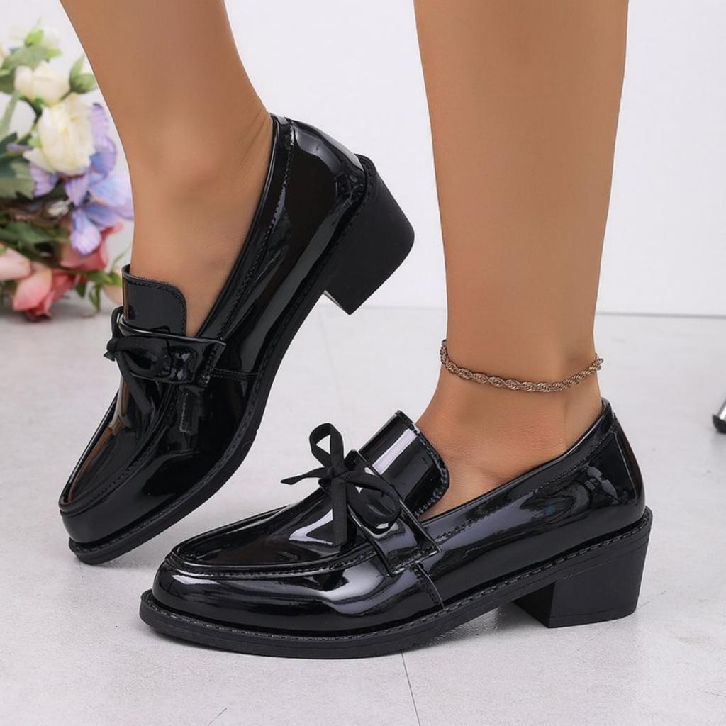 Women's Heel Loafers with Decoration Casual British