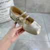 Flat-soled Single Shoes Women's 2025 Summer New Models with Skirts, Soft-soled Doudou Shoes, French Mary Jane Women's Shoes, Silver Small Leather Sh