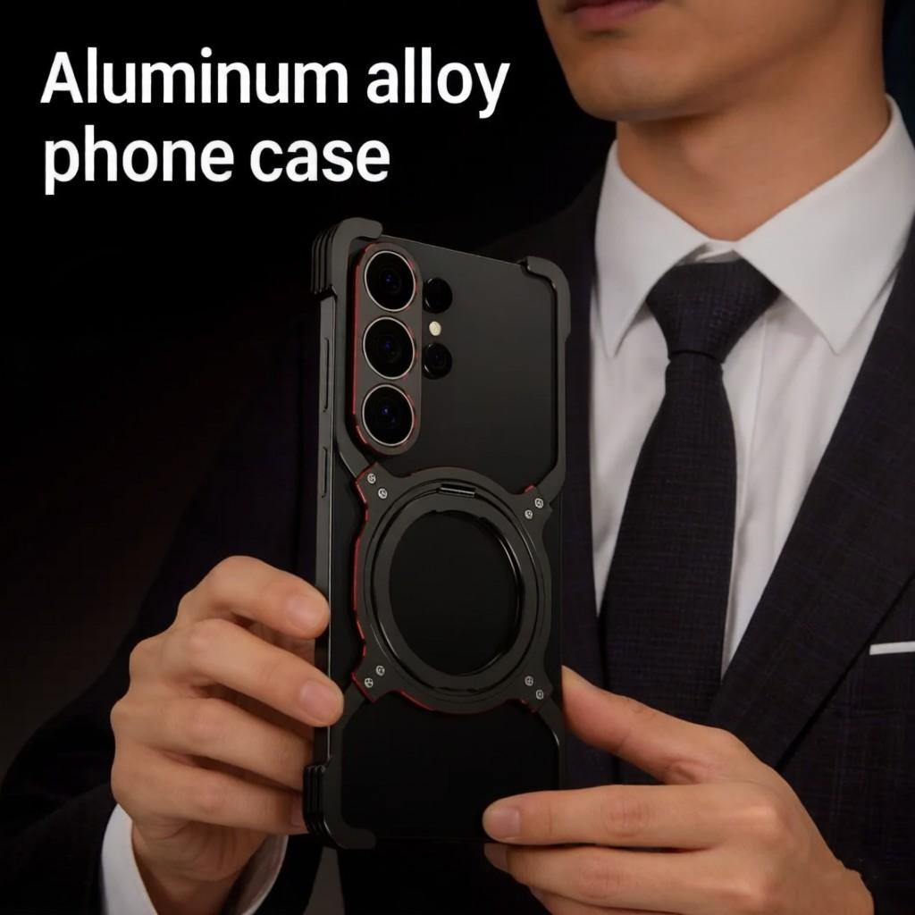 Dropshipping Low Moq Antishock Luxury Rotatable Aluminum Magnetic Metal Frameless Phone case Stand for Samsung S26 Ultra S25 S24
