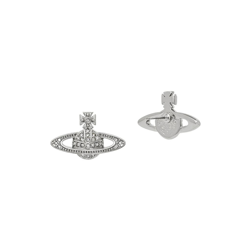 Vivienne Westwood Mini Bas Relief Studs Classic Saturn Crystal Relief Earrings Women Earrings Brass 6202003302P116P116
