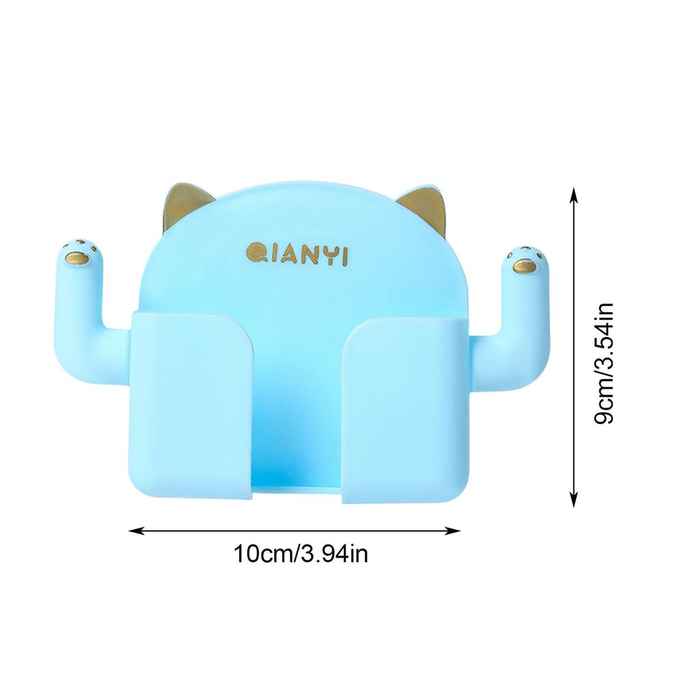 Punch-free Mobile Phone Holder Wall Mount Stand with Hooks Remote Control Organizer Storage Box Charging Bedside Container Rack