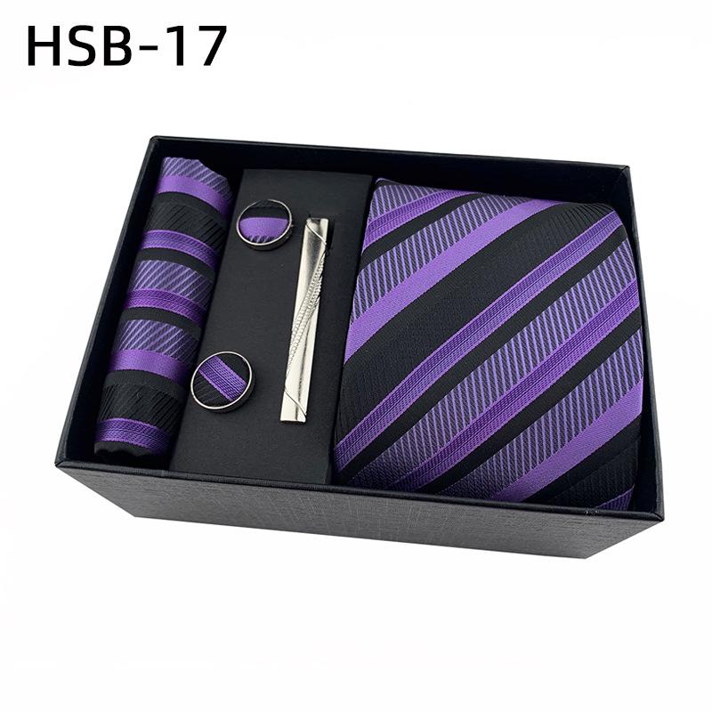 Men's Black Business Tie Gift Set: Striped & Plain Ties, Pocket Square, Tie Clip