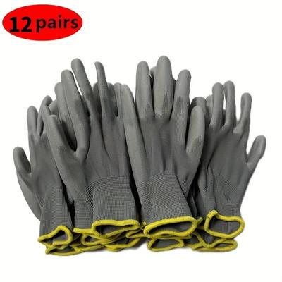 12 Pair Black /Grey/ Horticulture Gloves Safety Work Gloves Repair Gloves Palm Coated Gloves Carpenter Repairman Supplies