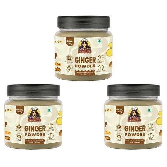 

Nairuti Vyutpadan Dry Ginger Powder 200g x 3 | Winter Special Saunth Powder | Kadha & Chai Masala Essential | Ayurvedic Adrak Powder for Immunity