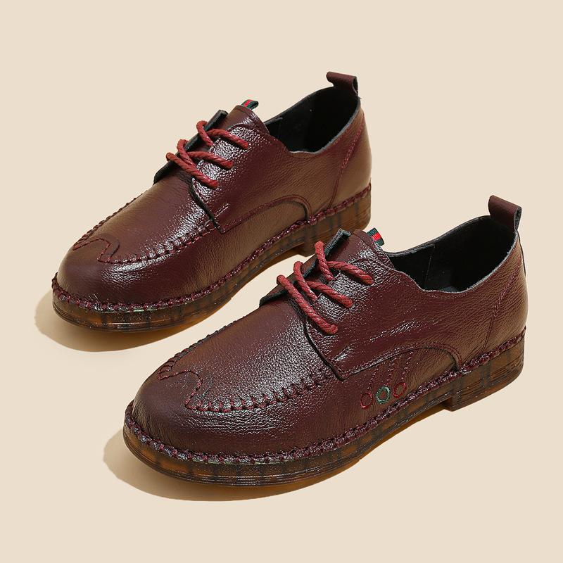 

Leather lightweight women s shoes spring comfortable casual women s single shoes soft-soled leather shoes medium old cow tendon sole mother shoes 40