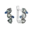 Silver Earrings with Artificial Topaz London Blue 1.708ct, Tanzanite Nano (2174691)