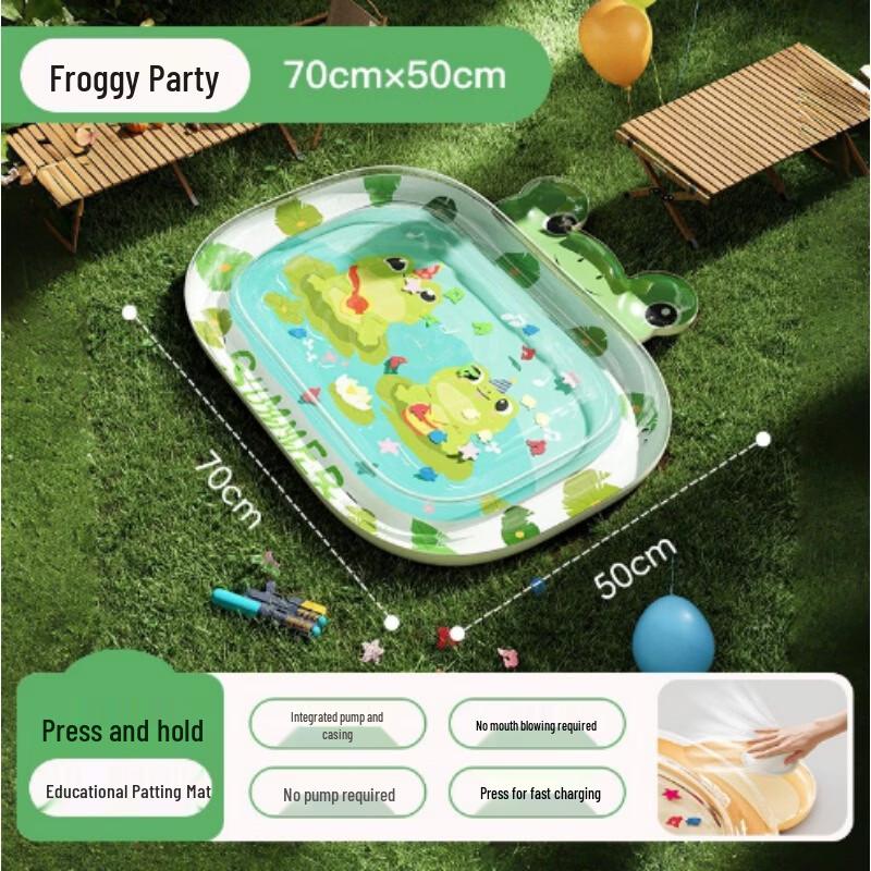 AKIRO Infant Frog Party Tummy Time Water Mat