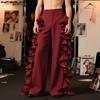 INCERUN S-5XL Men High Waist Ruffled Layers Side Casual Long Trousers