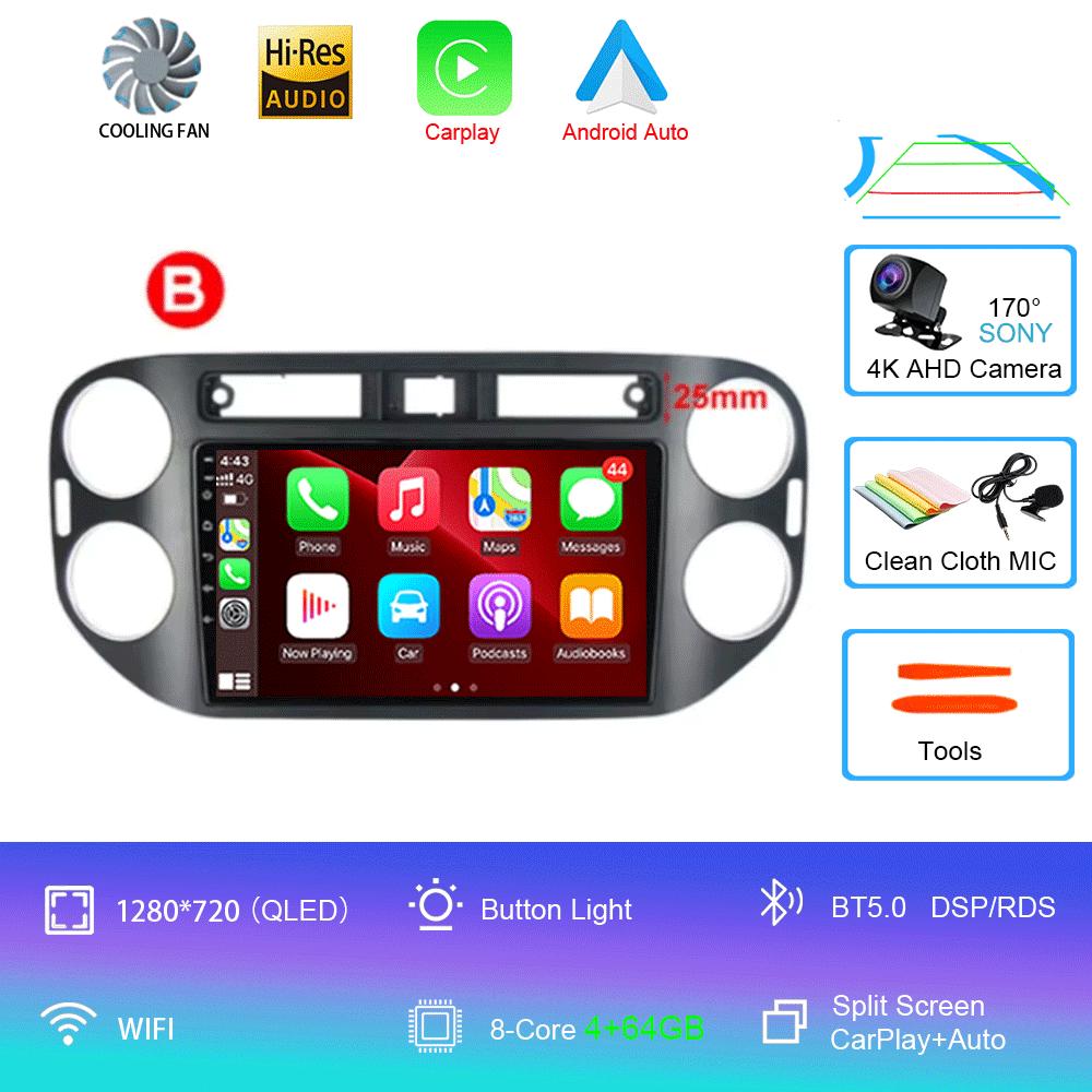 Car Radio Android 14 For VW Volkswagen Tiguan 1 NF 2006 - 2016 Wireless Carplay Auto Multimedia Video Player 4G GPS Head Unit BT