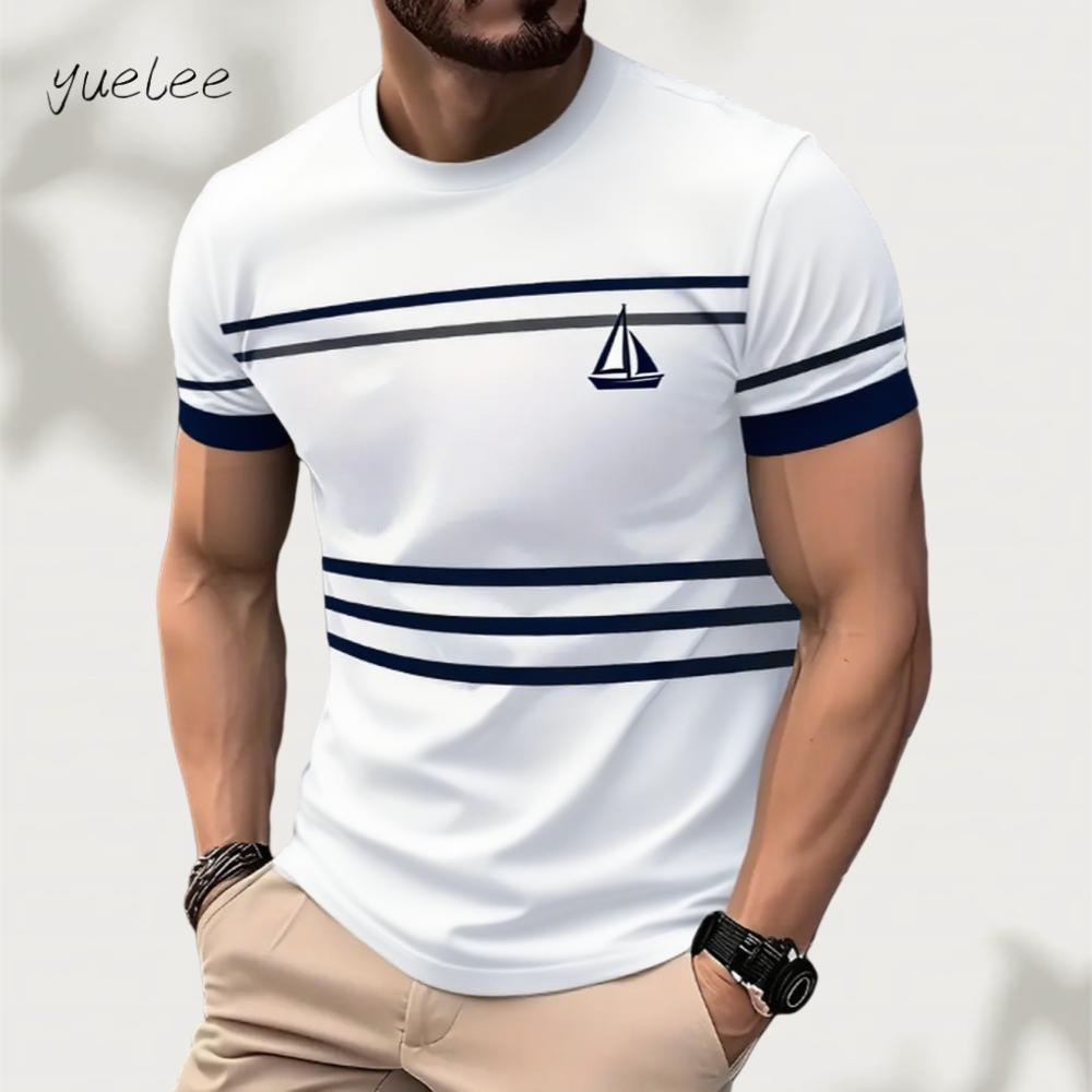 Fashionable T-shirt for Men, Simple 3D Printed Black and White Men's Top, Fashionable Sports Men's Short Sleeved T-shirt, Casual Men's Clothing